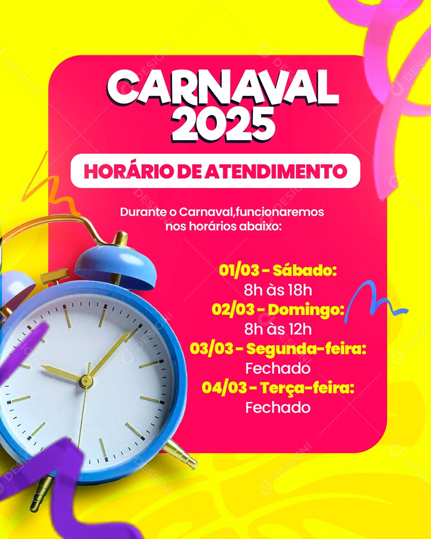 Horário de Atendimento Social Media PSD Editável