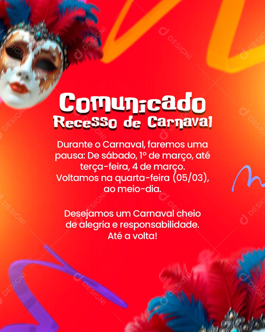 Recesso De Carnaval Social Media PSD Editável