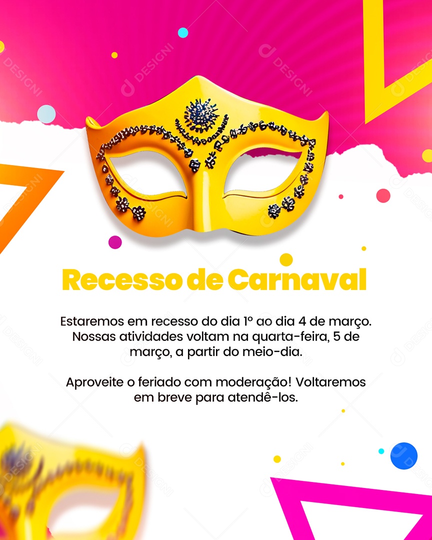 Recesso De Carnaval Social Media PSD Editável