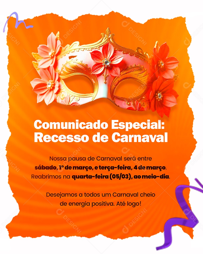 Recesso De Carnaval Social Media PSD Editável