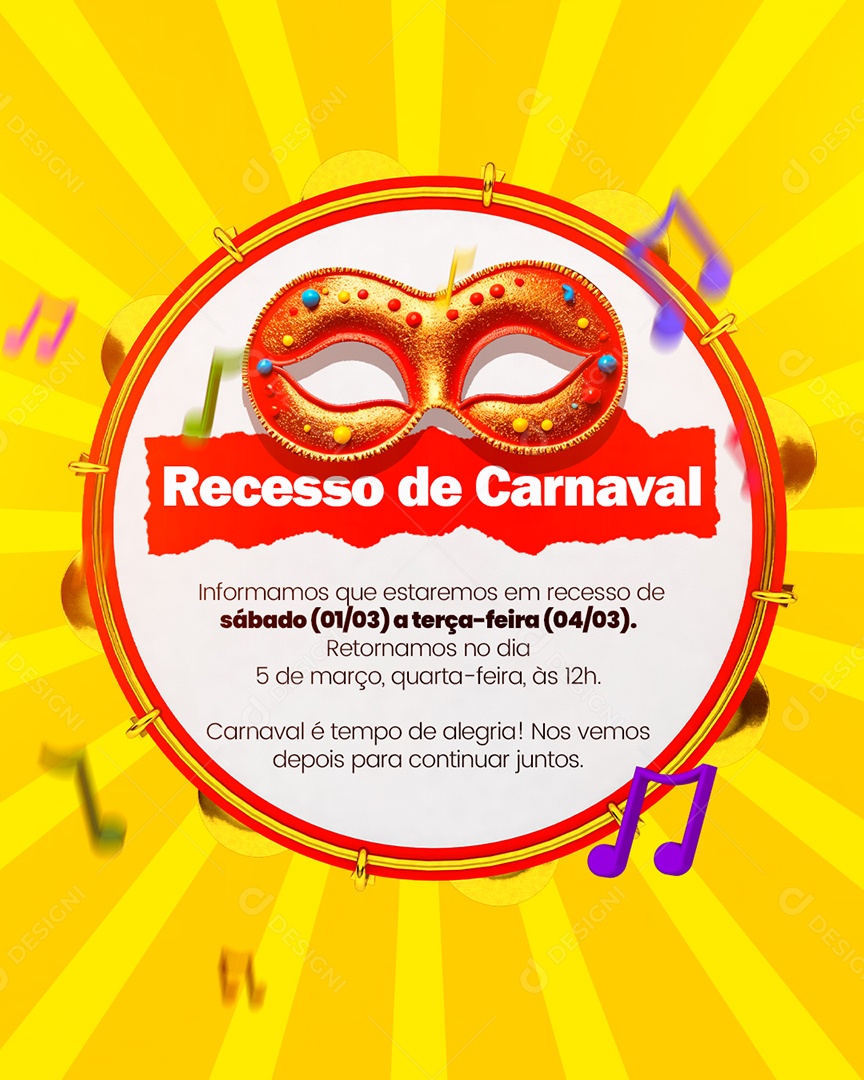 Recesso De Carnaval Social Media PSD Editável