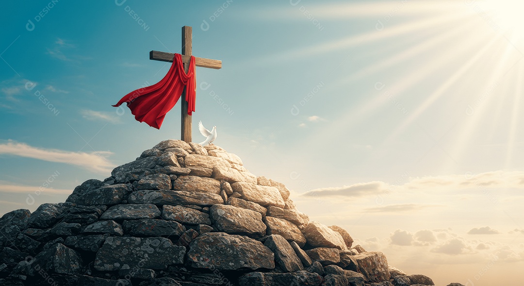 Túmulo com cruz simbolizando a ressurreição de cristo