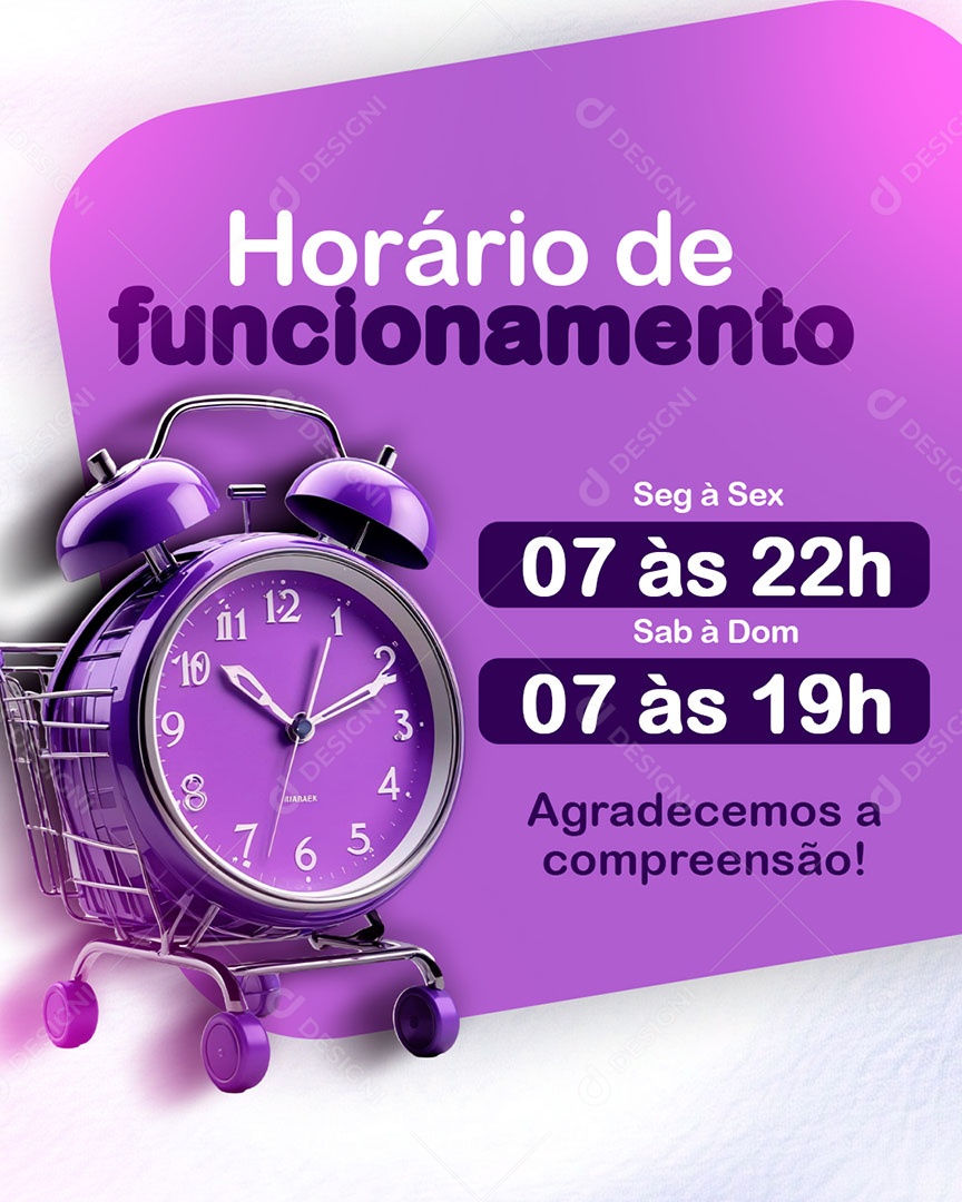 Horário de Funcionamento Social Media PSD Editável