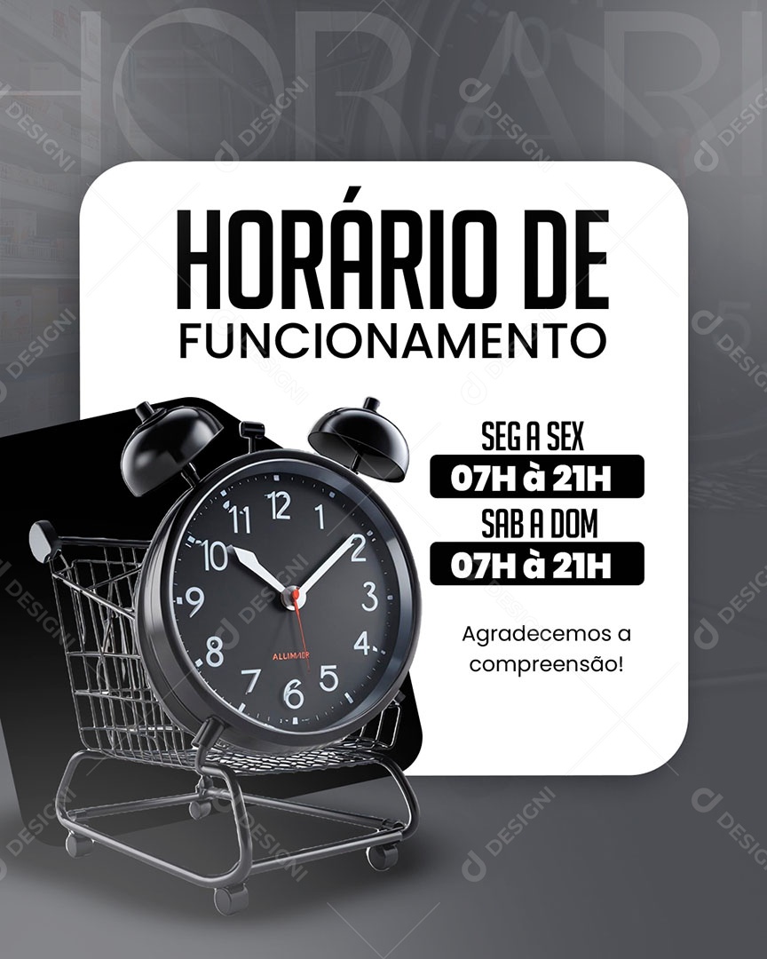 Horário de Funcionamento Social Media PSD Editável