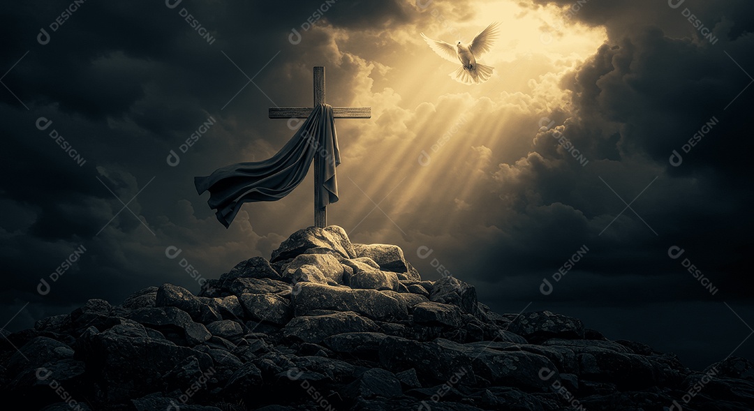 Imagem de cruz e pomba da paz ressurreição de cristo
