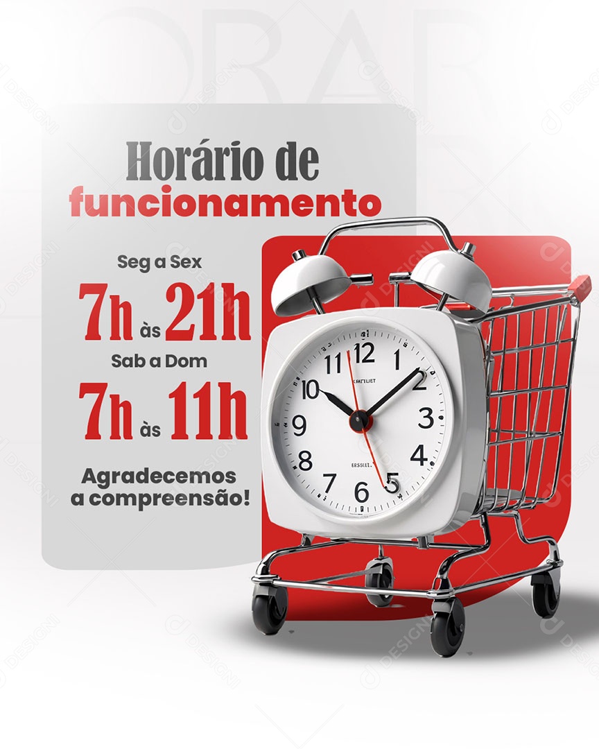 Horário de Funcionamento Social Media PSD Editável