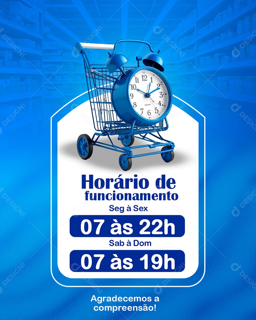 Horário de Funcionamento Social Media PSD Editável