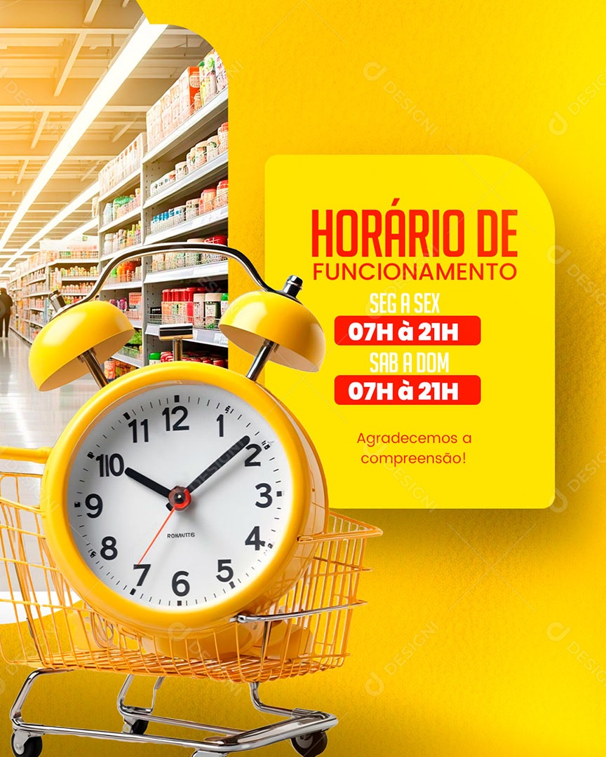 Horário de Funcionamento Social Media PSD Editável