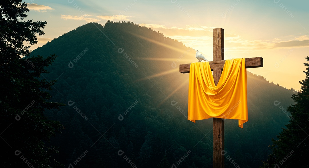 Morro e cruz com lenço ressurreição de cristo