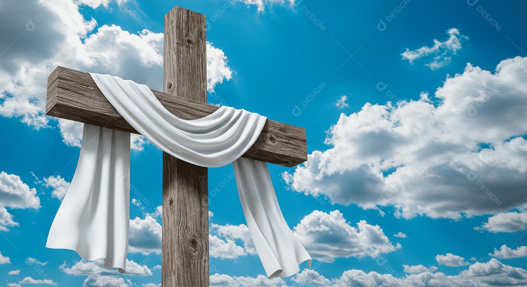 Cruz com lenço branco ressurreição de cristo