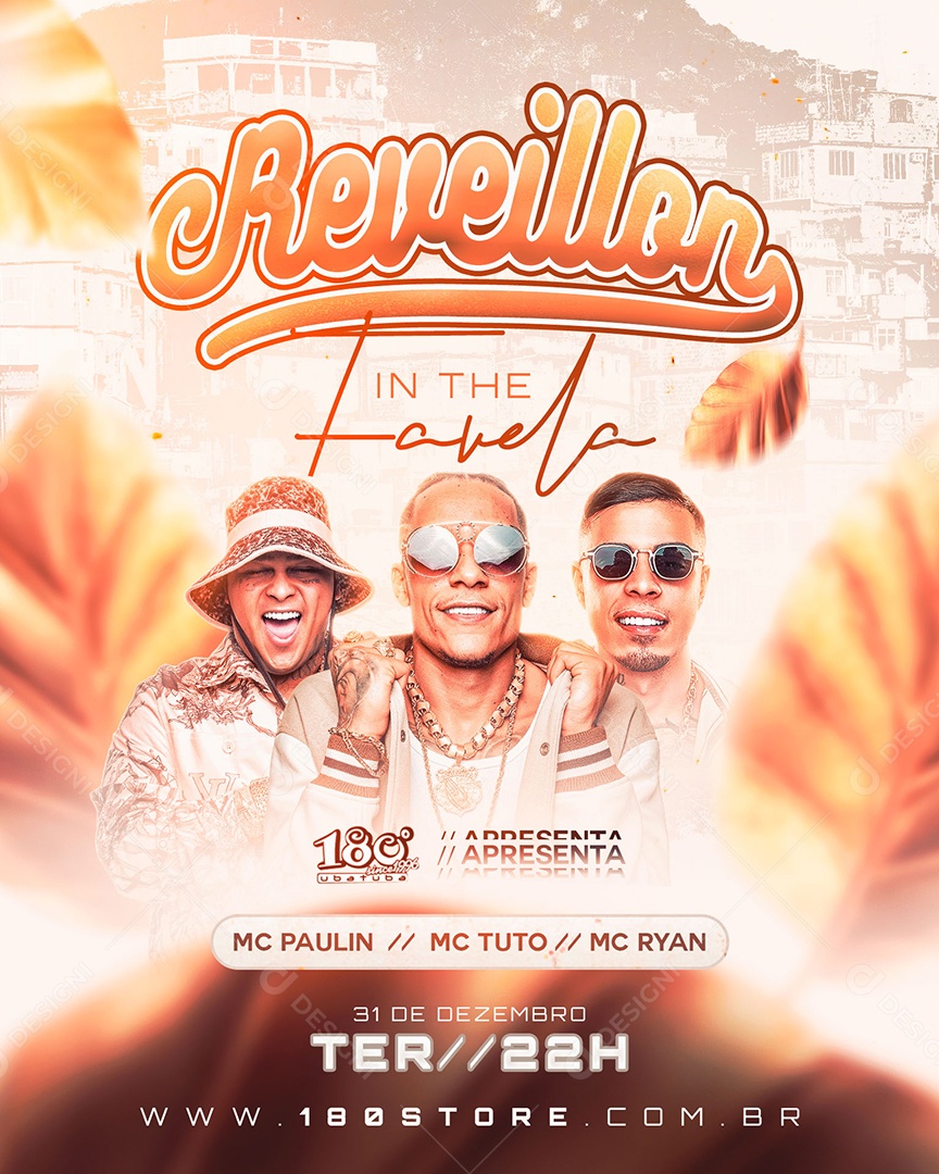 Flyer Shows Reveillon na Favela Social Media PSD Editável