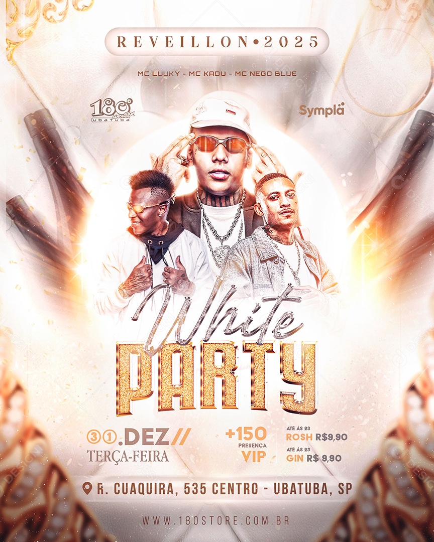 Flyer Shows White Party Social Media PSD Editável