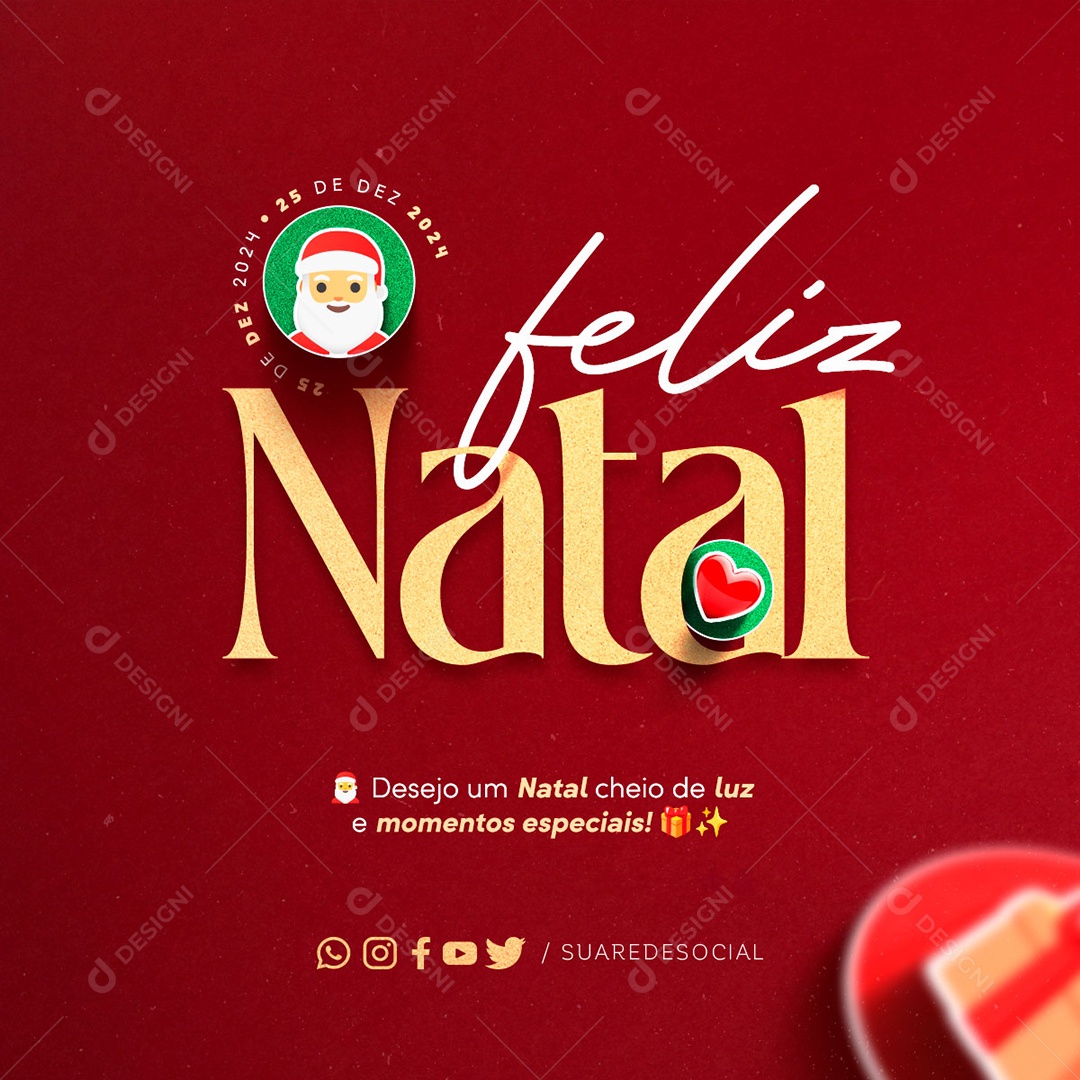 Feliz Natal 25 de Dezembro Natal Cheio de Luz Social Media PSD Editável