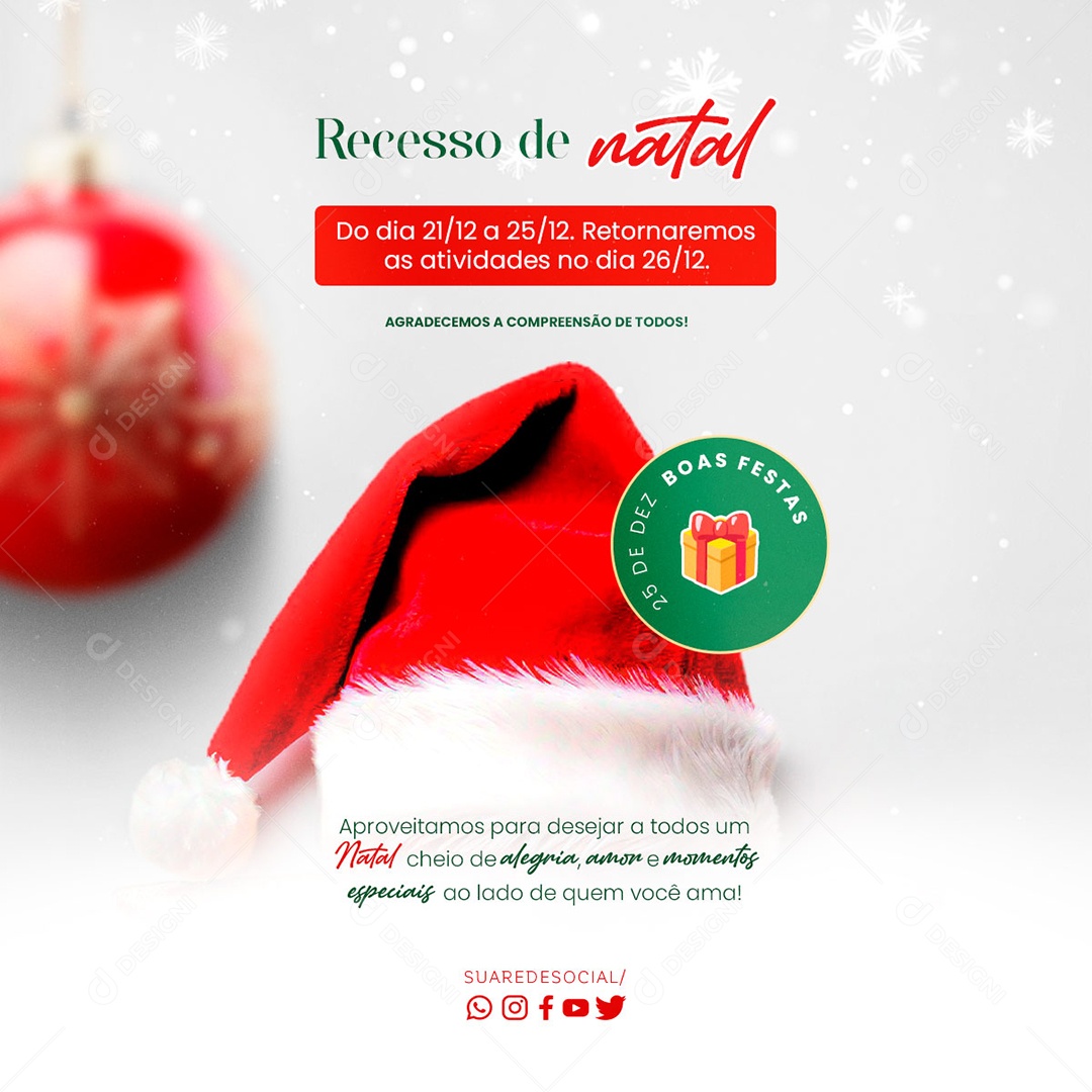 Recesso de Natal Social Media PSD Editável