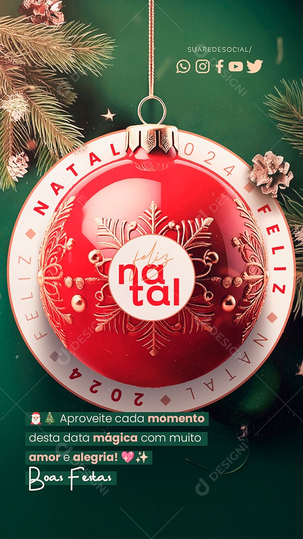 Story Feliz Natal 25 de Dezembro Boas Festas Social Media PSD Editável