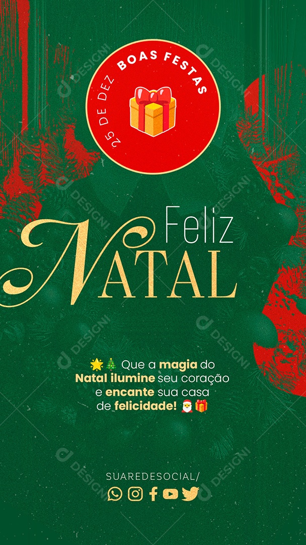 Story Feliz Natal 25 de Dezembro Boas Festas Social Media PSD Editável