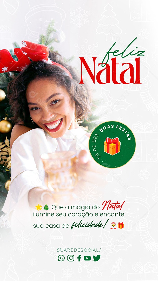 Story Feliz Natal 25 de Dezembro Boas Festas Social Media PSD Editável