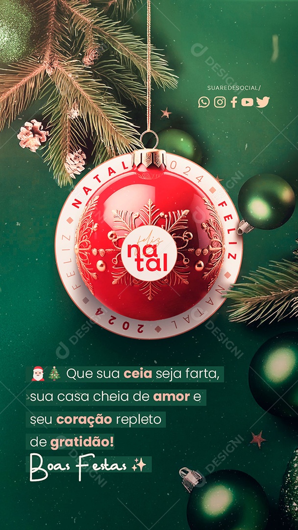 Story Feliz Natal 25 de Dezembro Boas Festas Social Media PSD Editável
