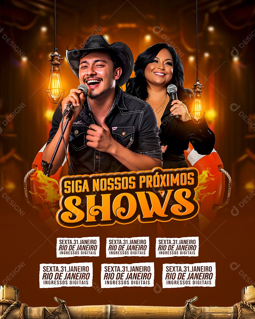 Flyer Siga Nossos Próximos Shows Social Media PSD Editável