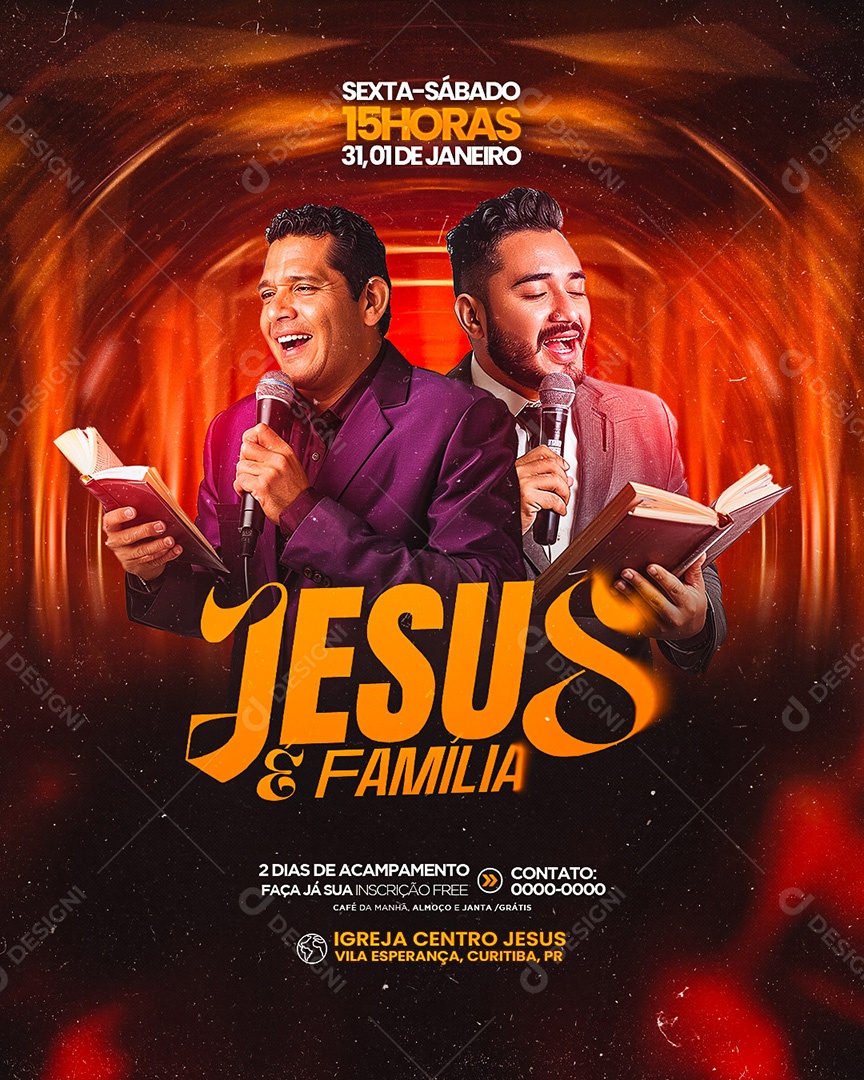 Flyer Gospel Jesus e Família Social Media PSD Editável