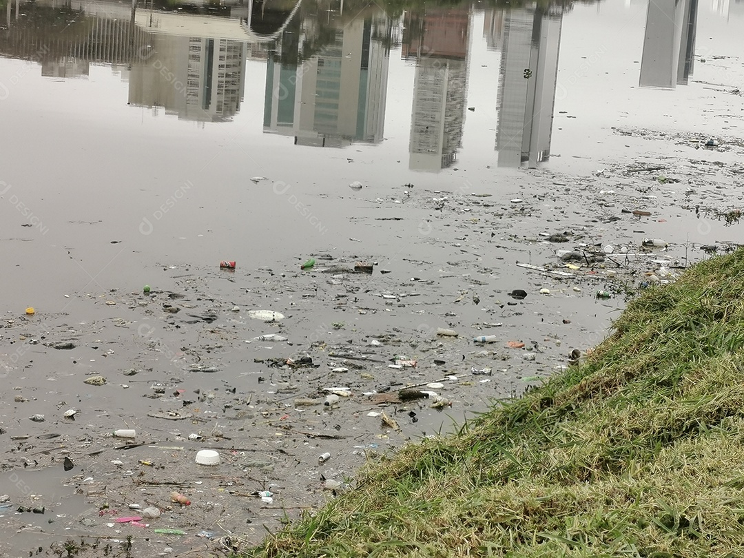 Lixo e poluição e destruição às margens do rio pinheiros