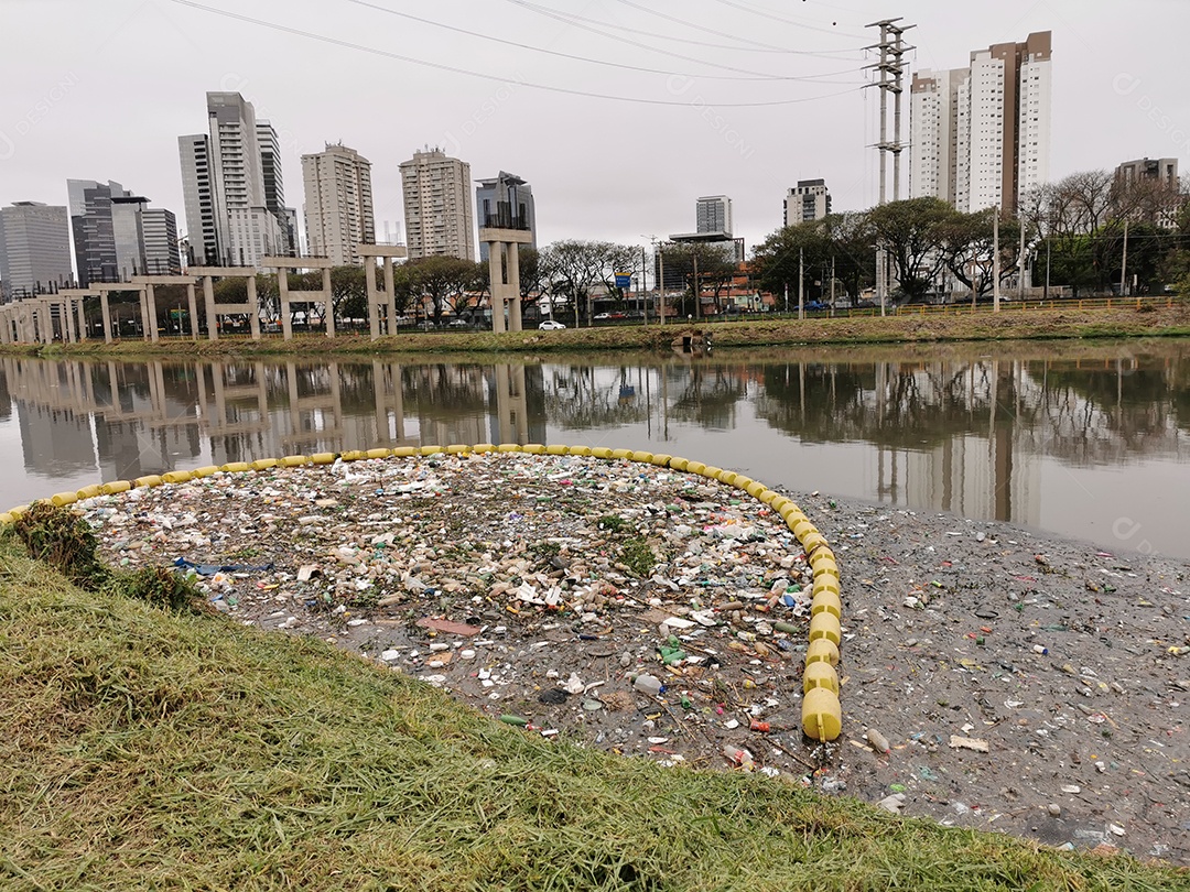 Lixo e poluição e destruição às margens do rio pinheiros