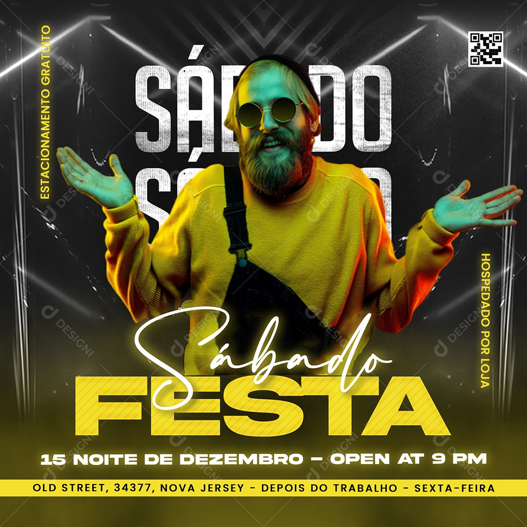 Feed Flyer Festa Sábado Social Media PSD Editável