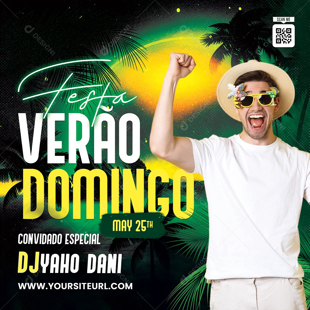 Feed Flyer Festa Verão Domingo Social Media PSD Editável