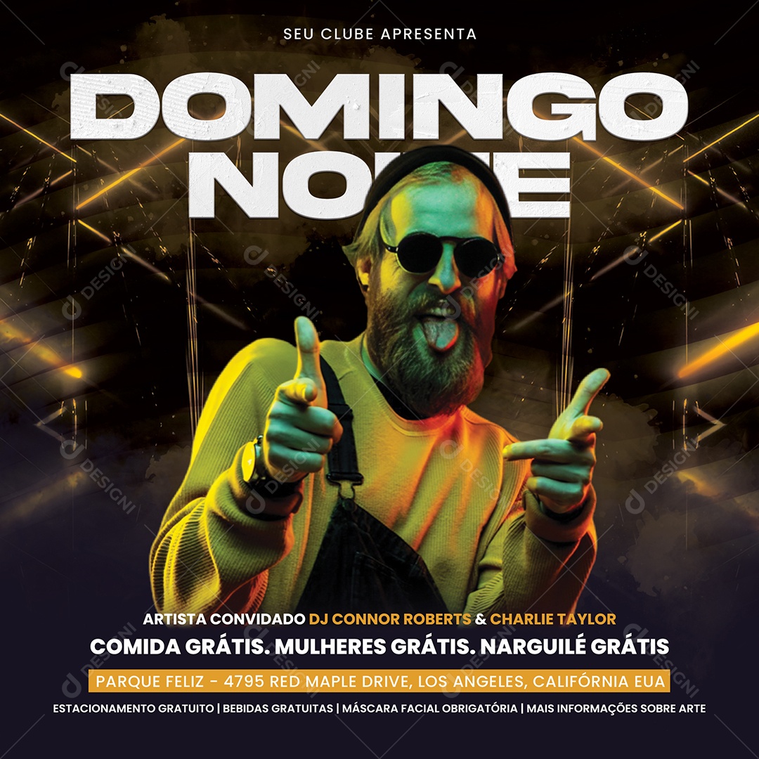Feed Flyer Festa Domingo Social Media PSD Editável