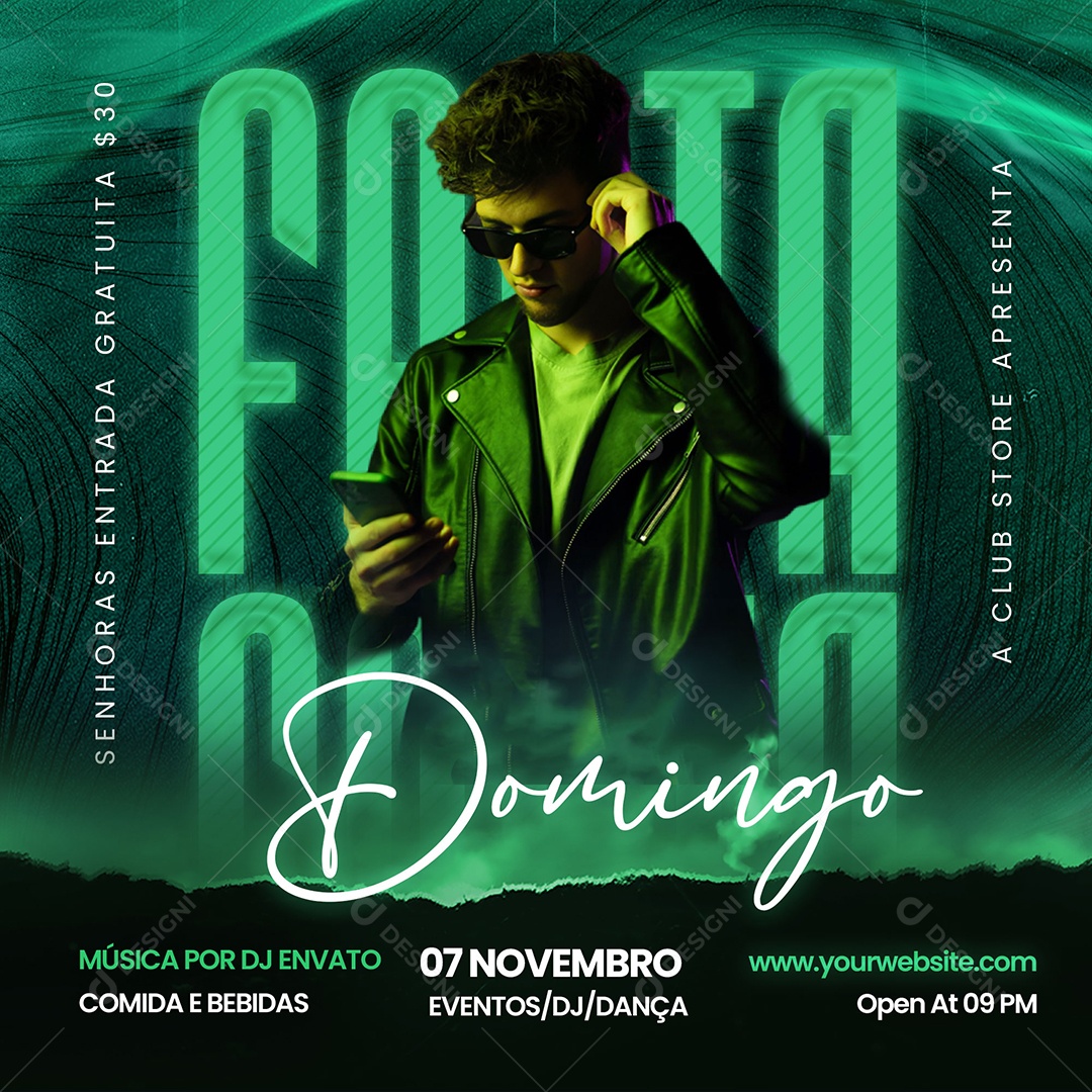 Feed Flyer Festa Domingo Social Media PSD Editável