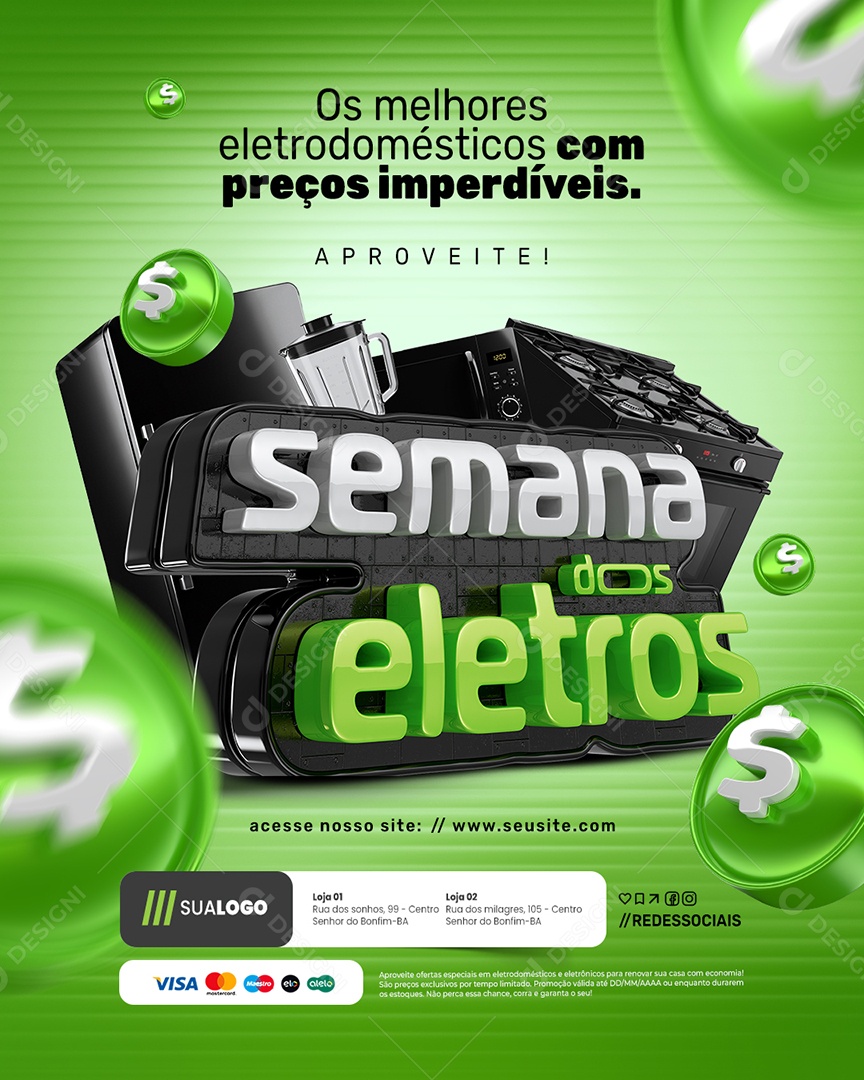 Semana dos Eletros Os Melhores Eletrodomésticos Social Media PSD Editável