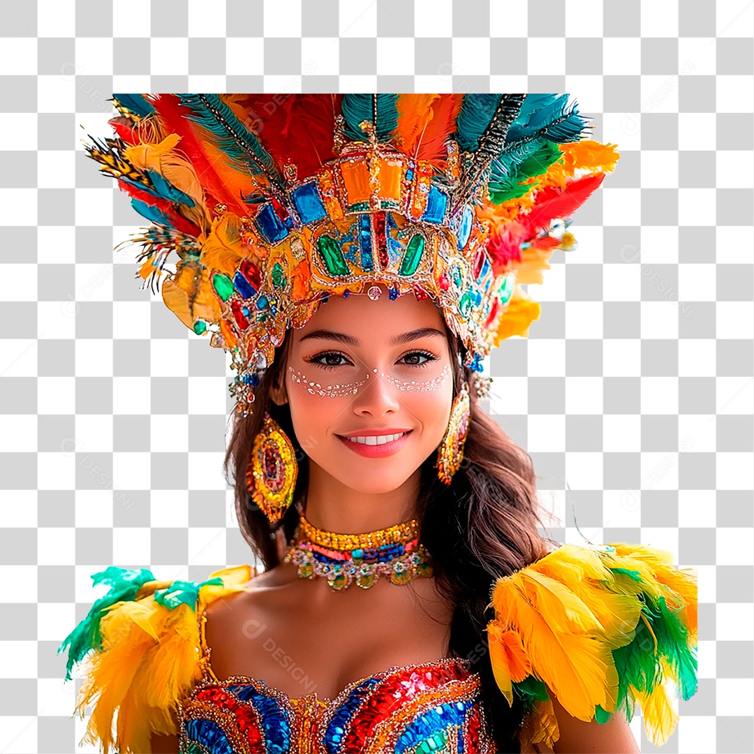 Mulher com Fantasia de Carnaval PNG Transparente