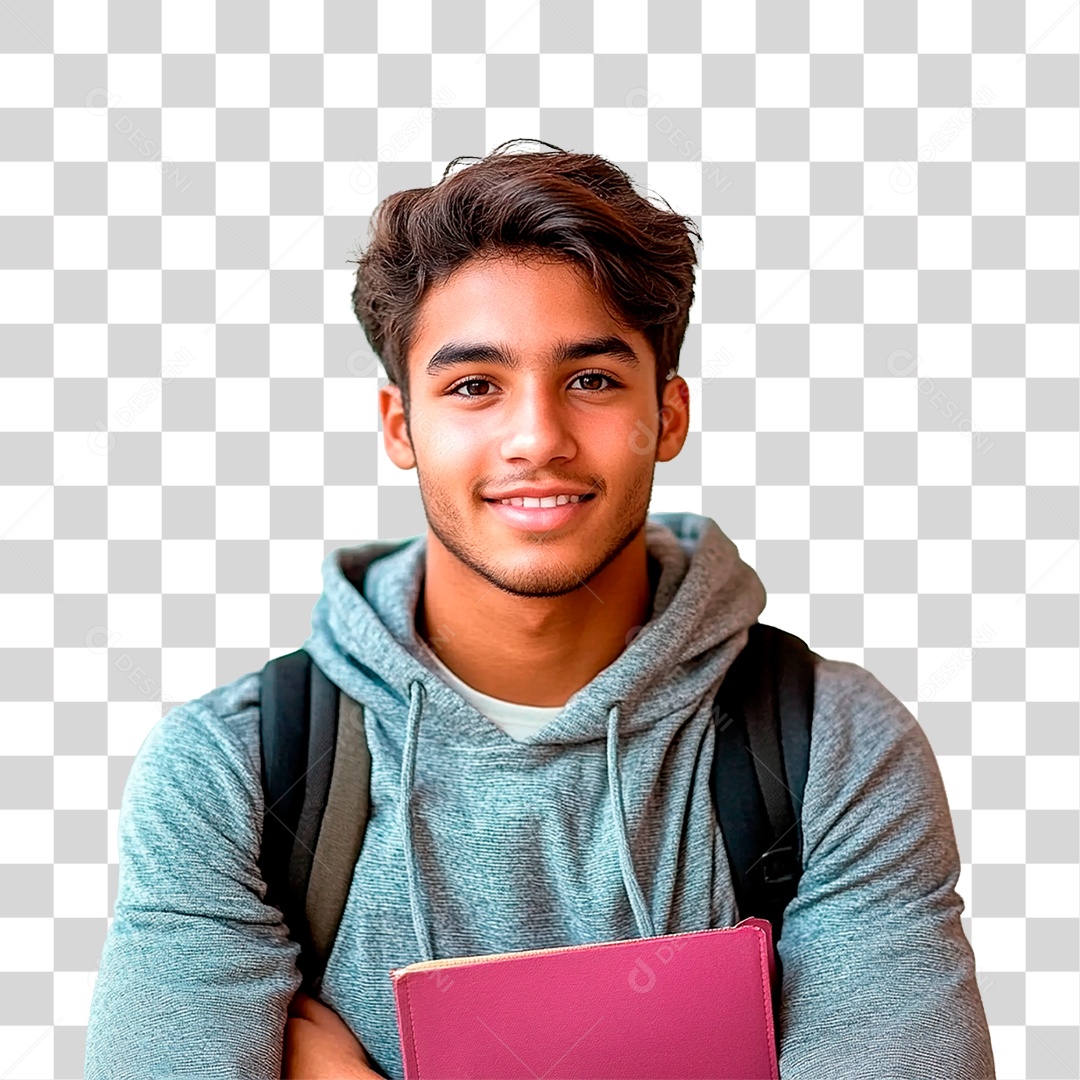 Homem com Mochila nas Costas PNG Transparente