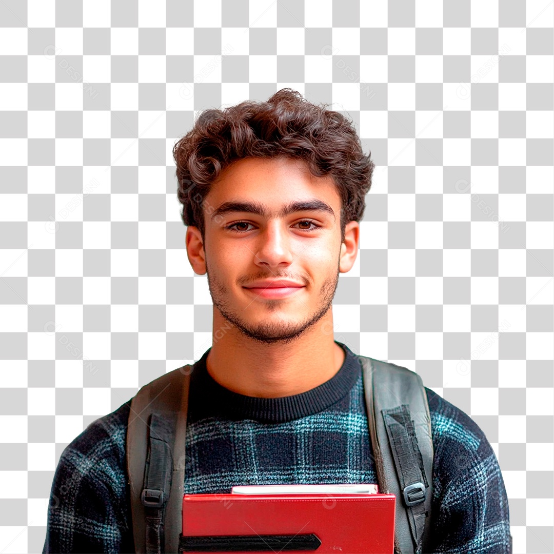 Homem com Mochila nas Costas PNG Transparente