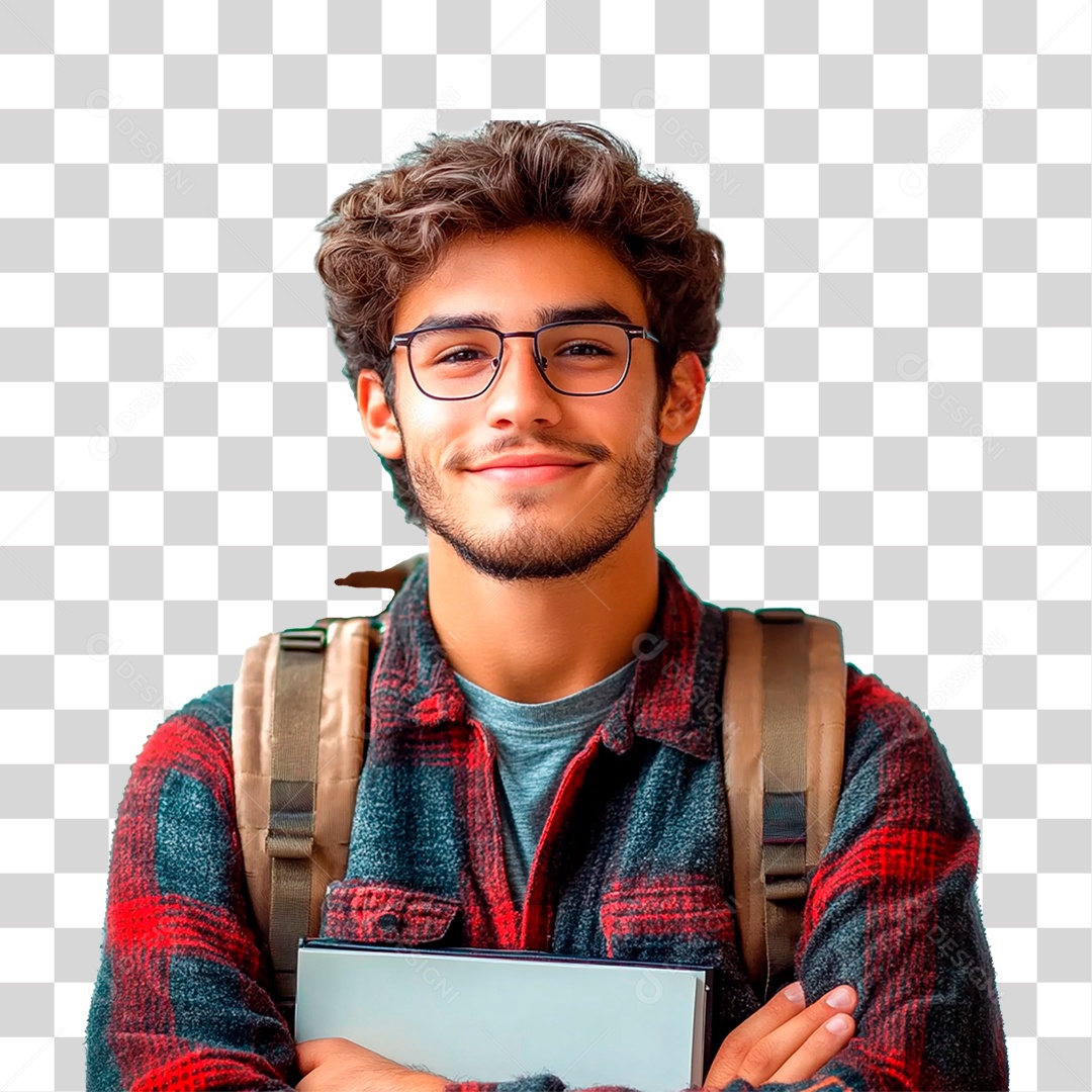 Garoto com Mochila nas Costas PNG Transparente