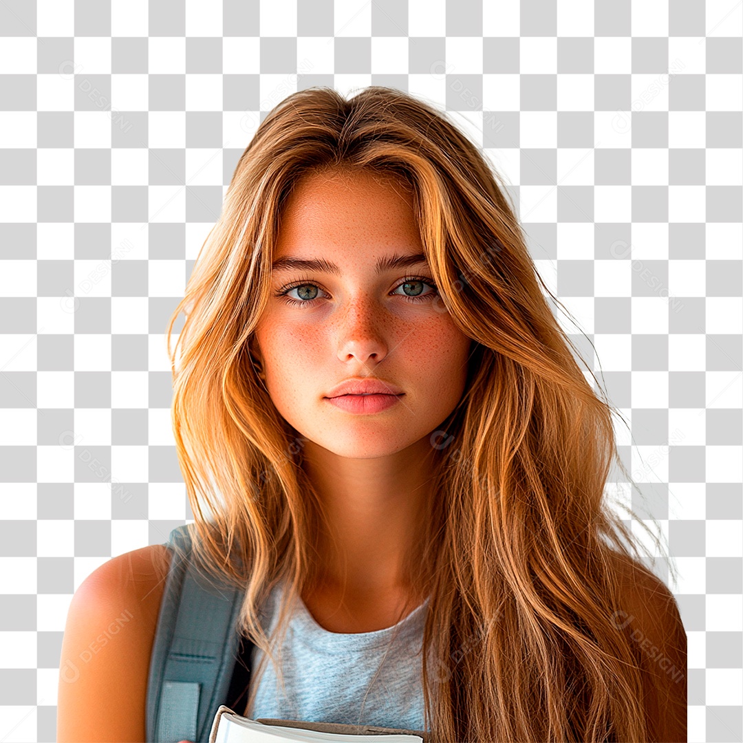 Mulher com Mochila nas Costa PNG Transparente