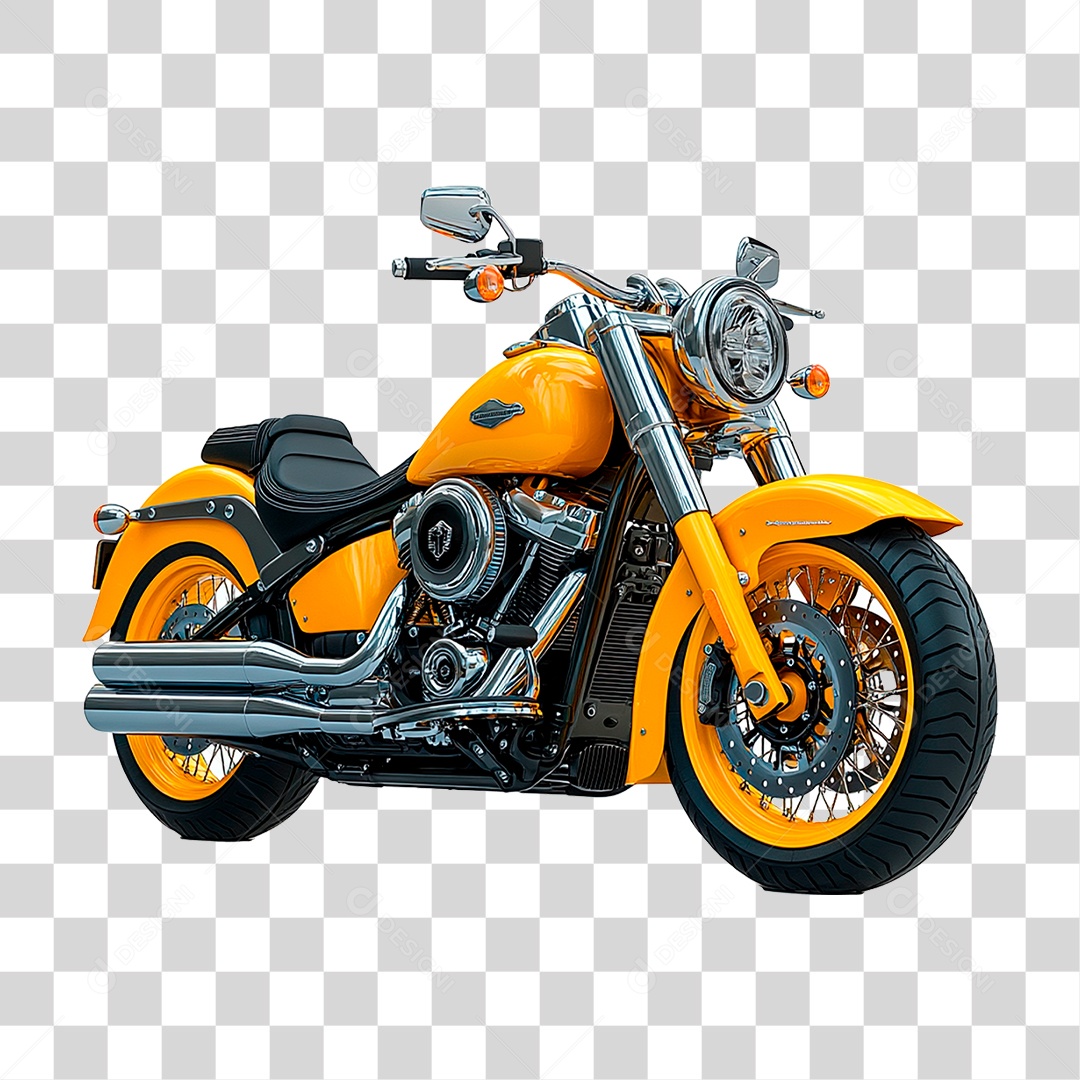 Motocicleta Amarela PNG Transparente