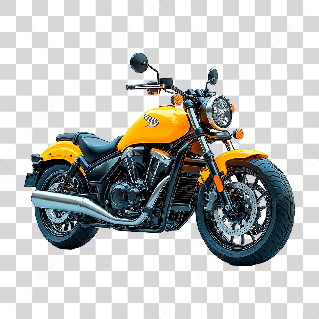Motocicleta Amarela PNG Transparente