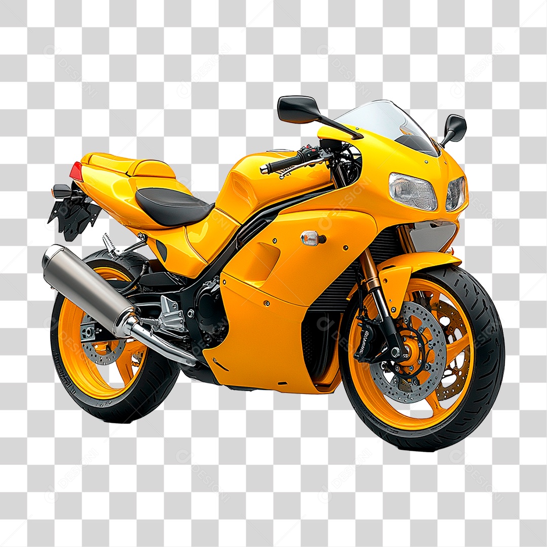 Motocicleta Amarela PNG Transparente