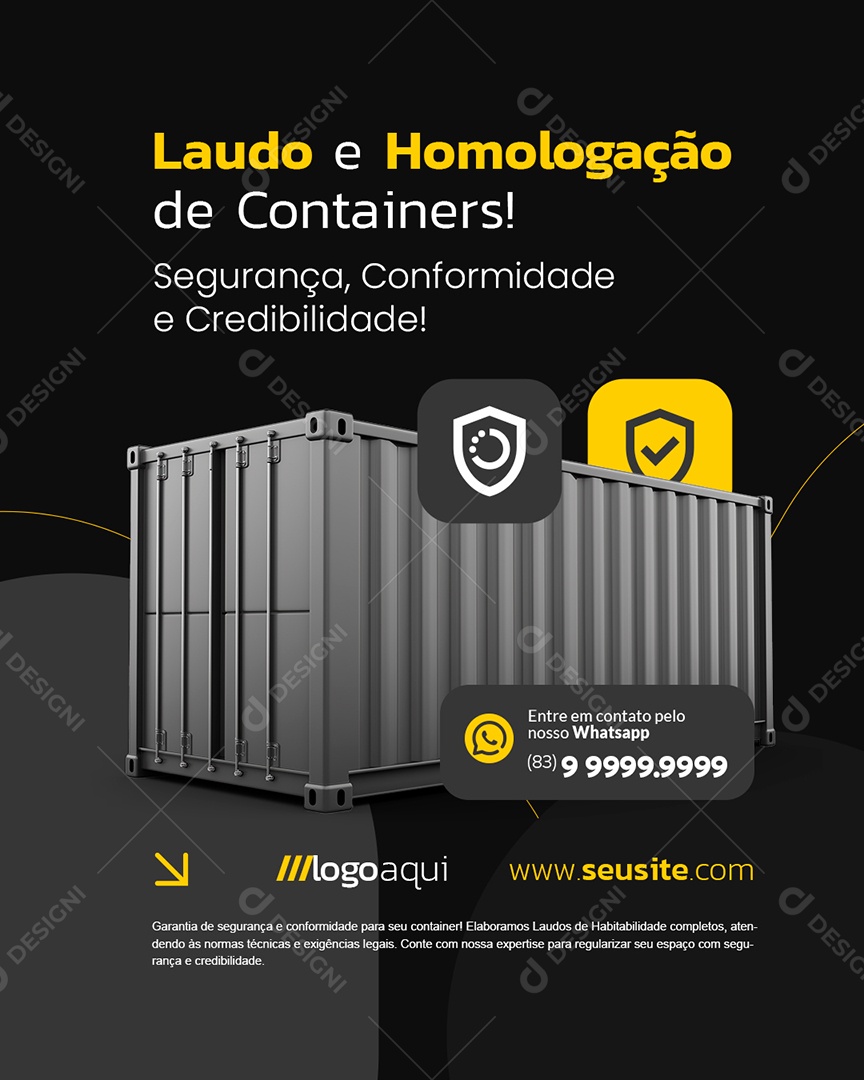 Container Laudo e Homologação Containers Social Media PSD Editável