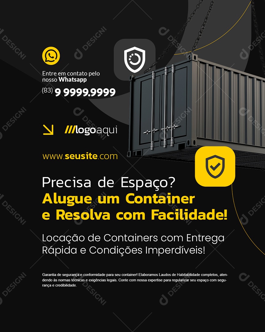 Container Precisa de Espaço Social Media PSD Editável