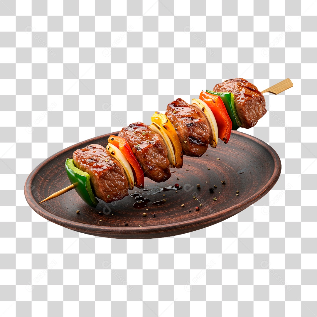 Espetinho de Carne com Verduras PNG Transparente
