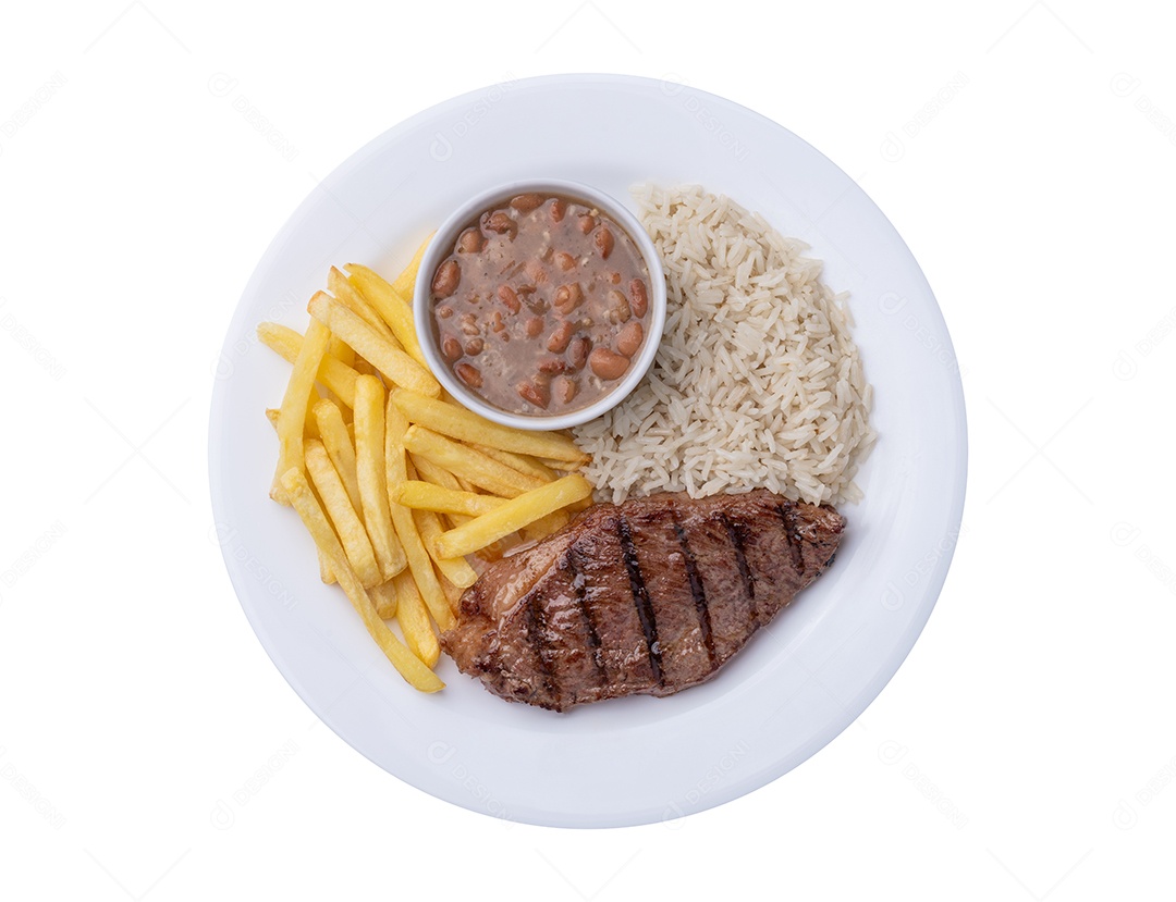 Prato de Picanha Arroz Feijão Fritas