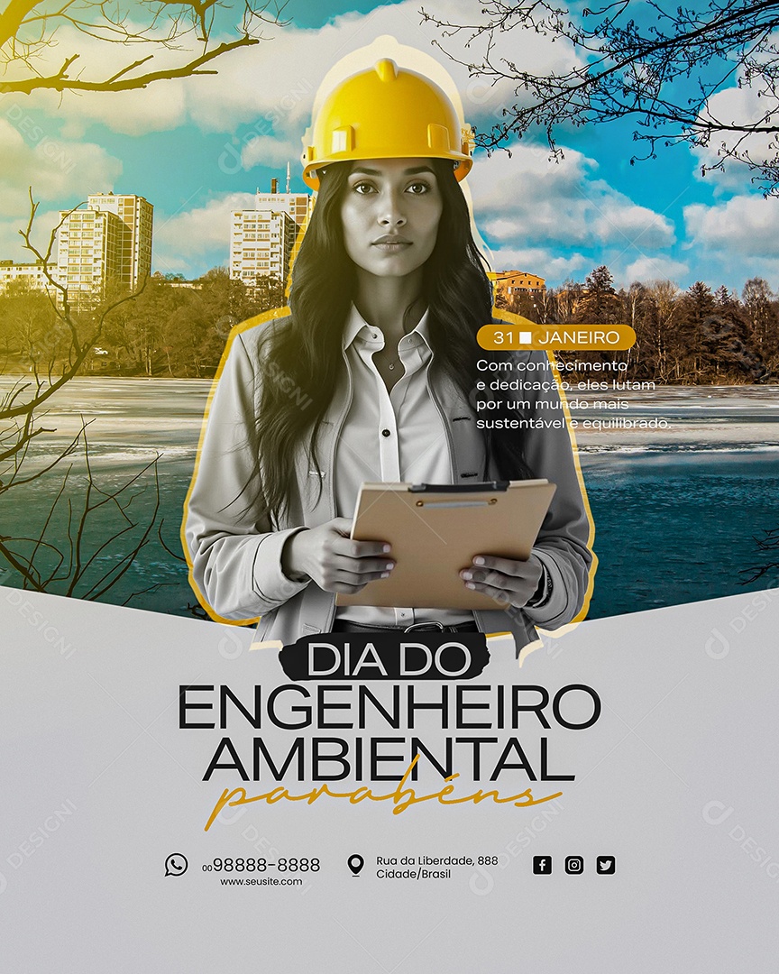 Dia Do Engenheiro Ambiental 31 de Janeiro Social Media PSD Editável