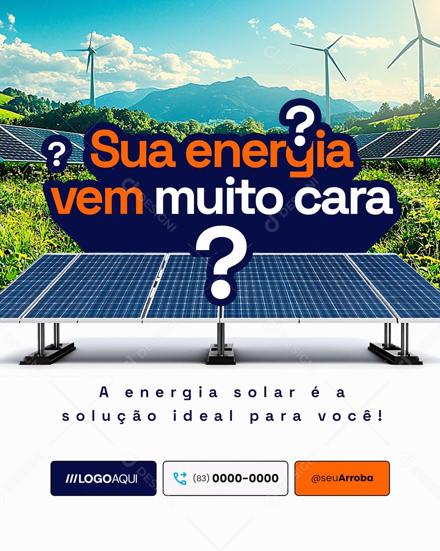 Energia Solar Sua Energia Vem Muito Cara Social Media PSD Editável