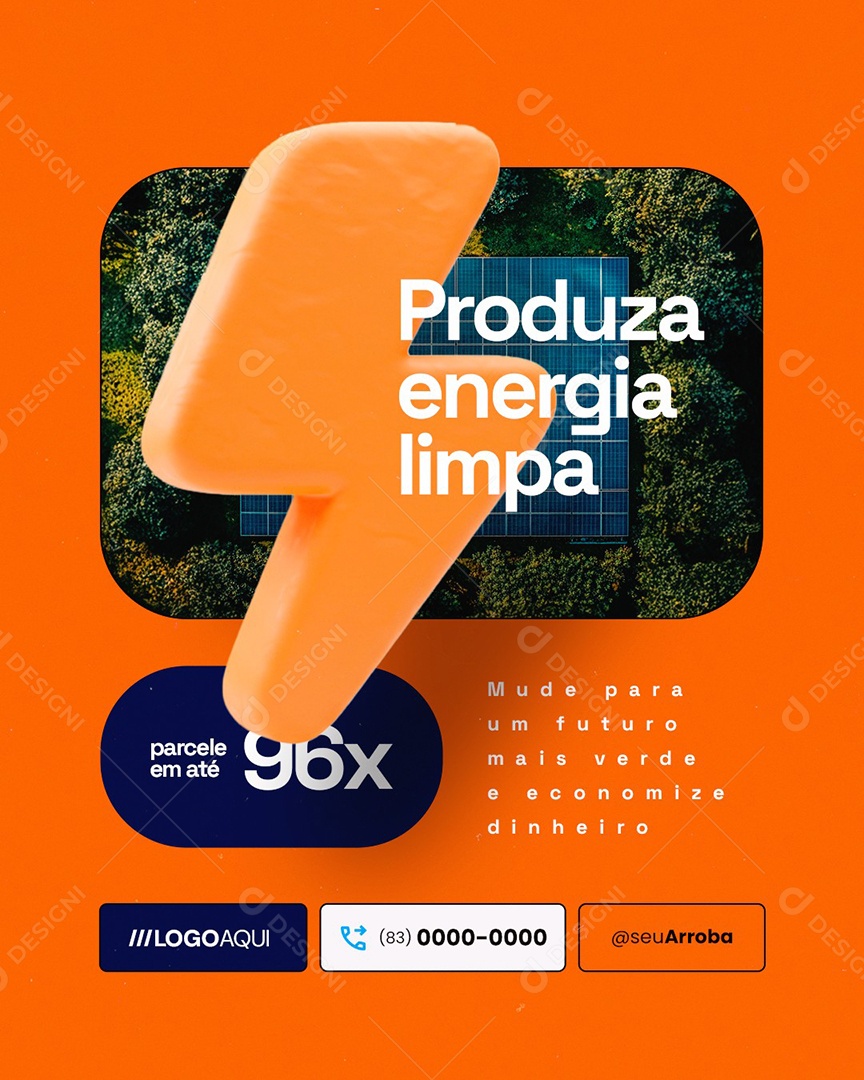 Energia Solar Produza Energia Limpa Social Media PSD Editável