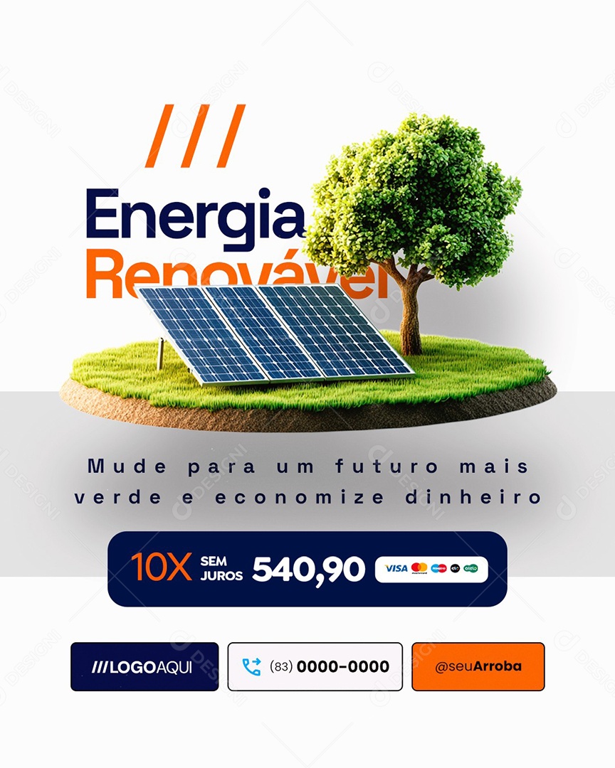 Energia Solar Energia Renovável Social Media PSD Editável