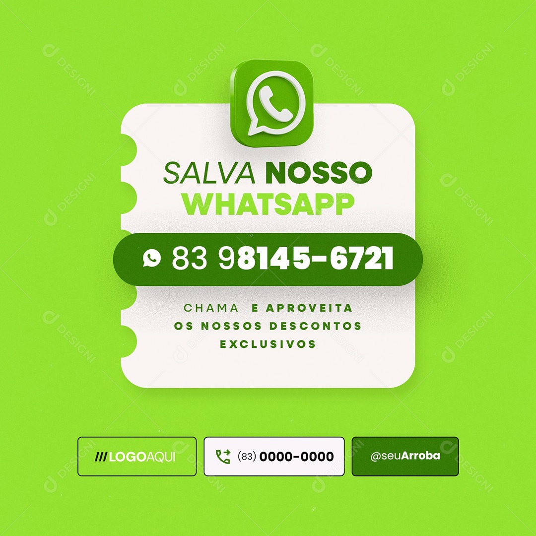 Salva Nosso Whatsapp Social Media PSD Editável