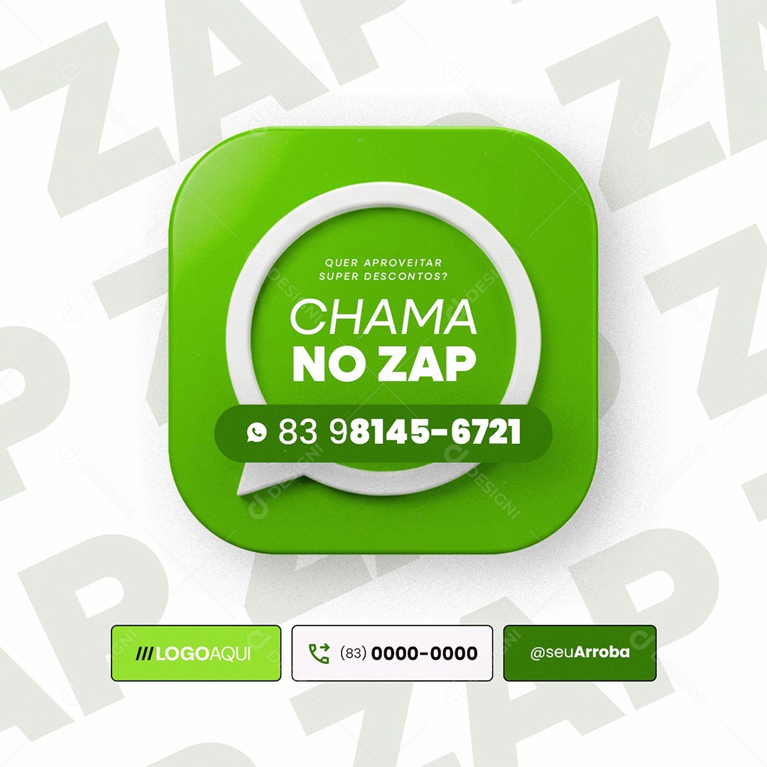 Whatsapp Chama no Zap Social Media PSD Editável