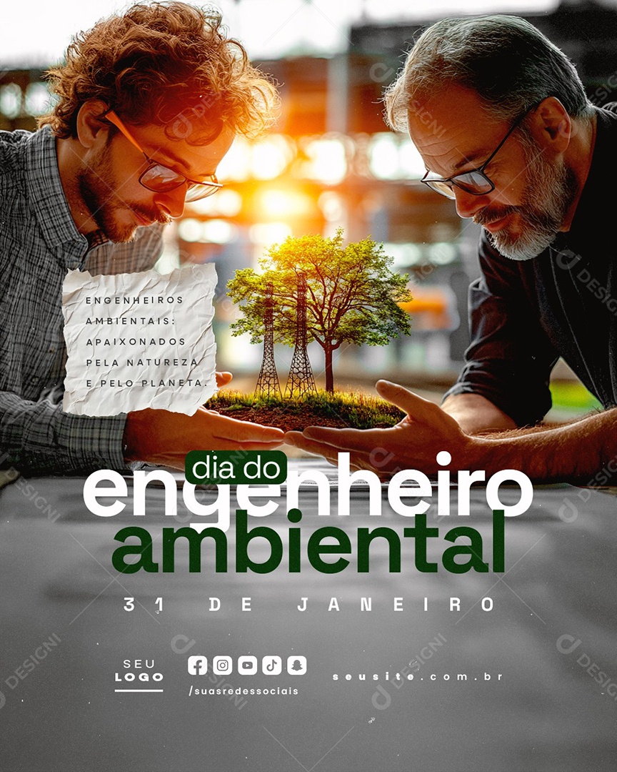 Dia do Engenheiro Ambiental 31 de Janeiro Social Media PSD Editável